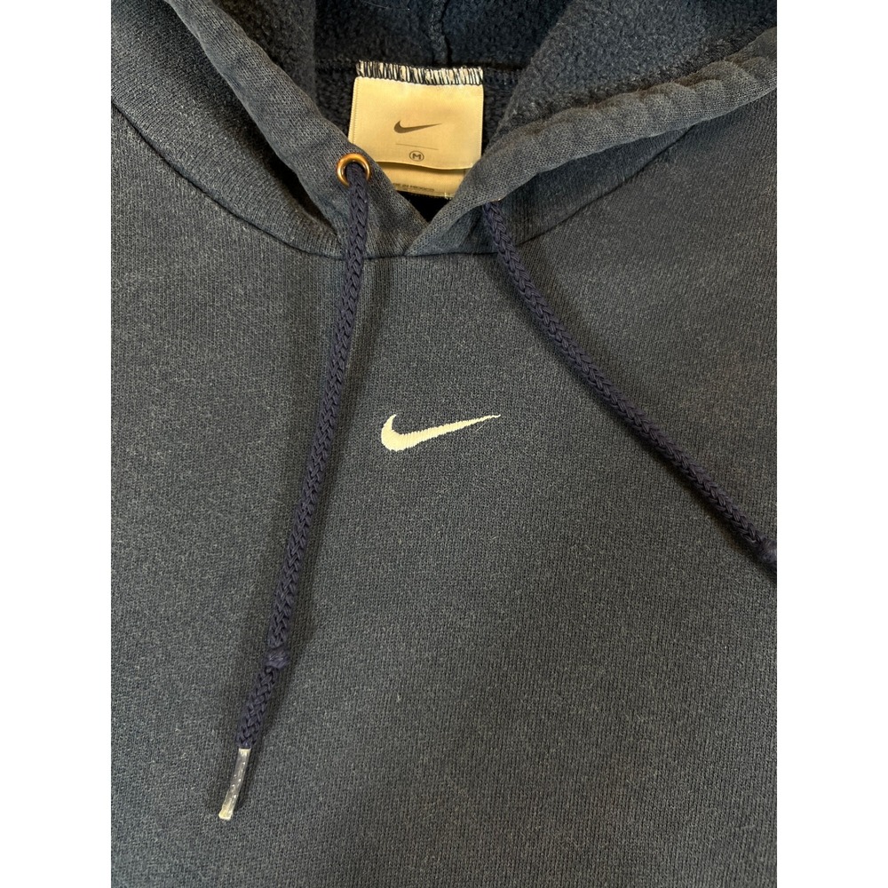 Vintage Nike Mini Swoosh Hoodie Navy Blue Y2K Center Logo Pullover Mens Medium